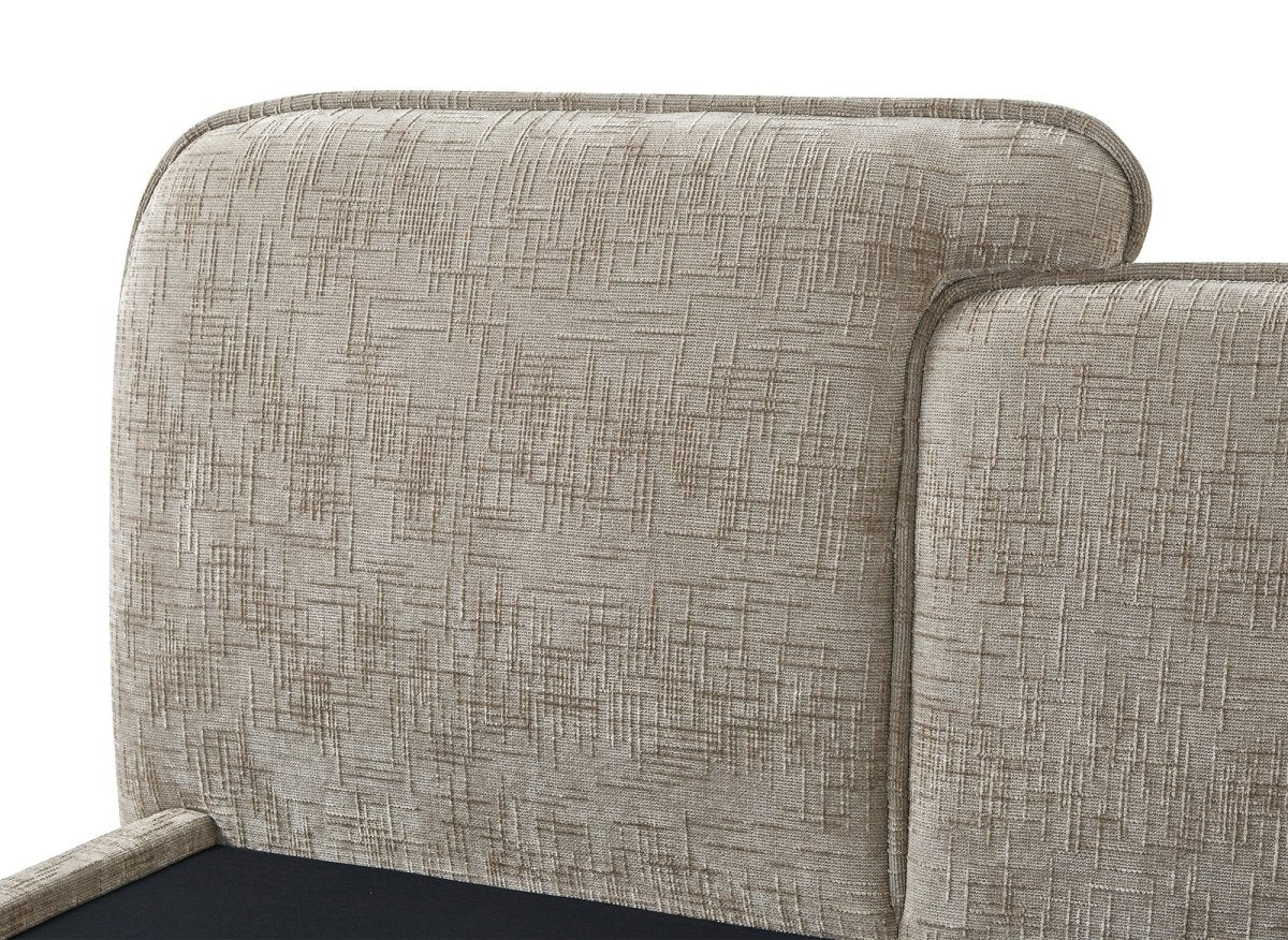 Lit coffre en velours chiné taupe 140x190 cm MILENA - DécoInParis