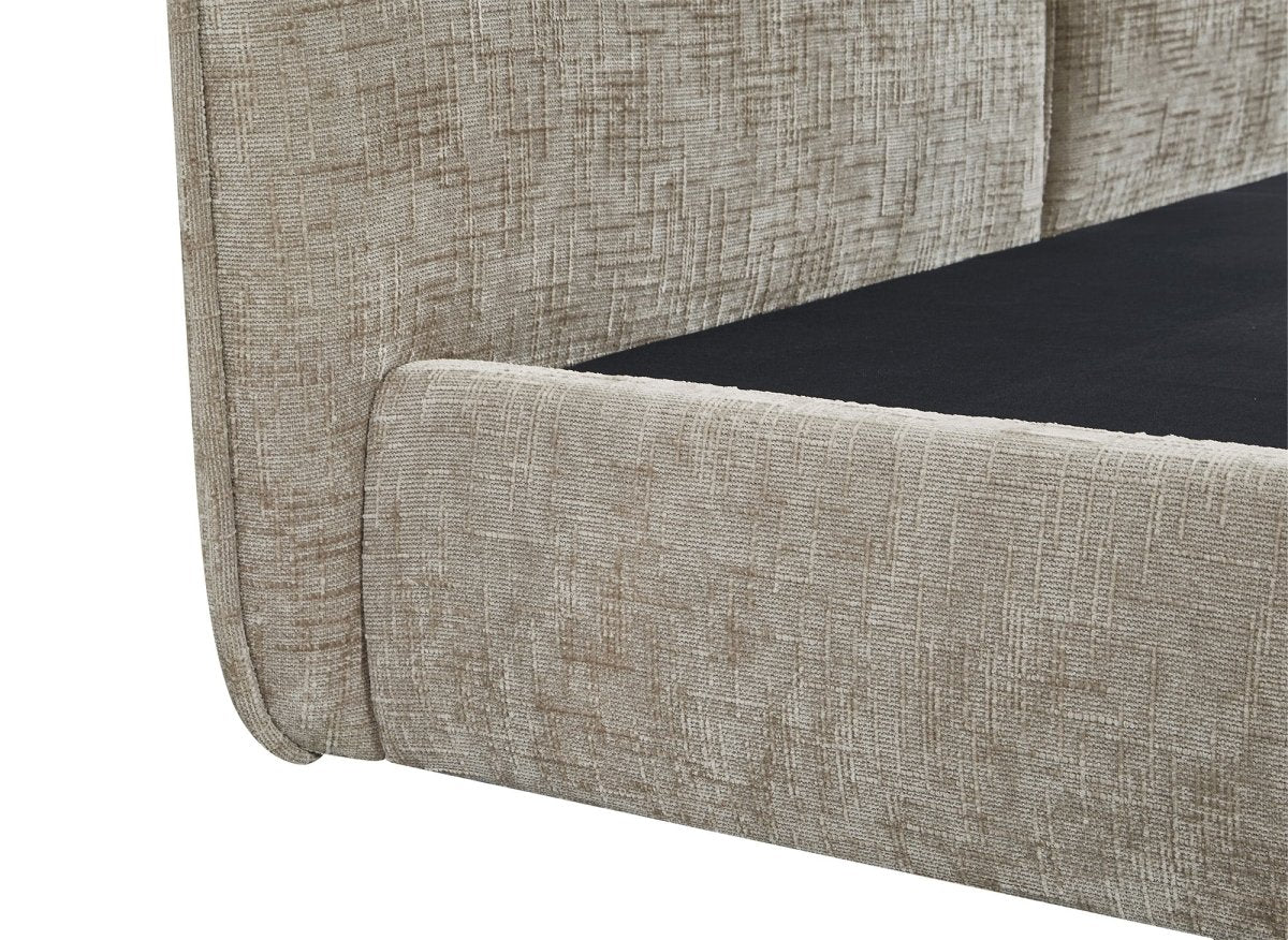 Lit coffre en velours chiné taupe 140x190 cm MILENA - DécoInParis