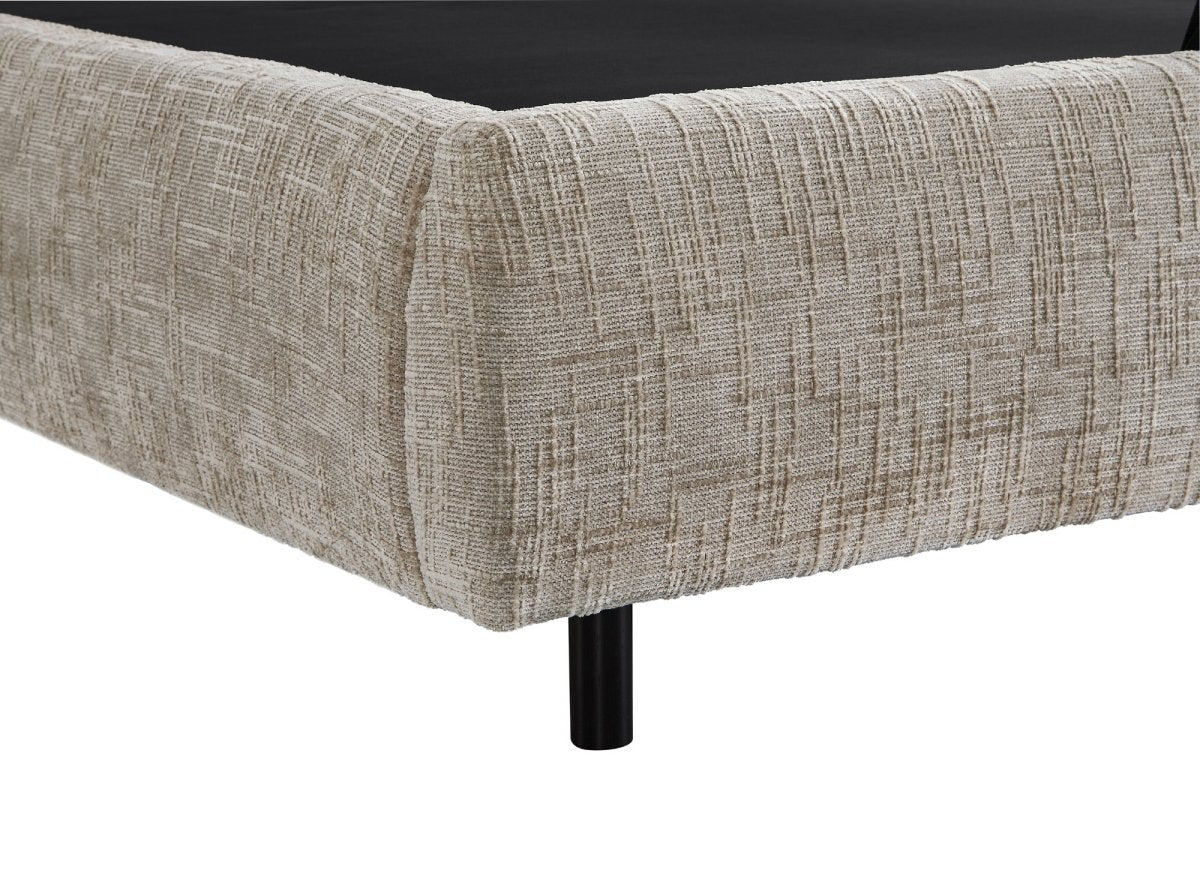 Lit coffre en velours chiné taupe 160x200cm MELO - DécoInParis