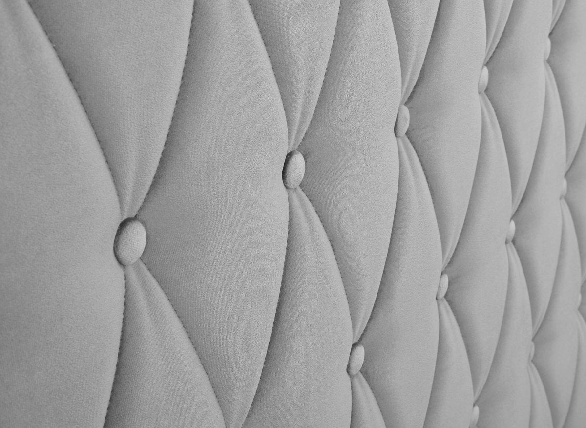Lit coffre en velours gris 140X190 cm PERLA - DécoInParis
