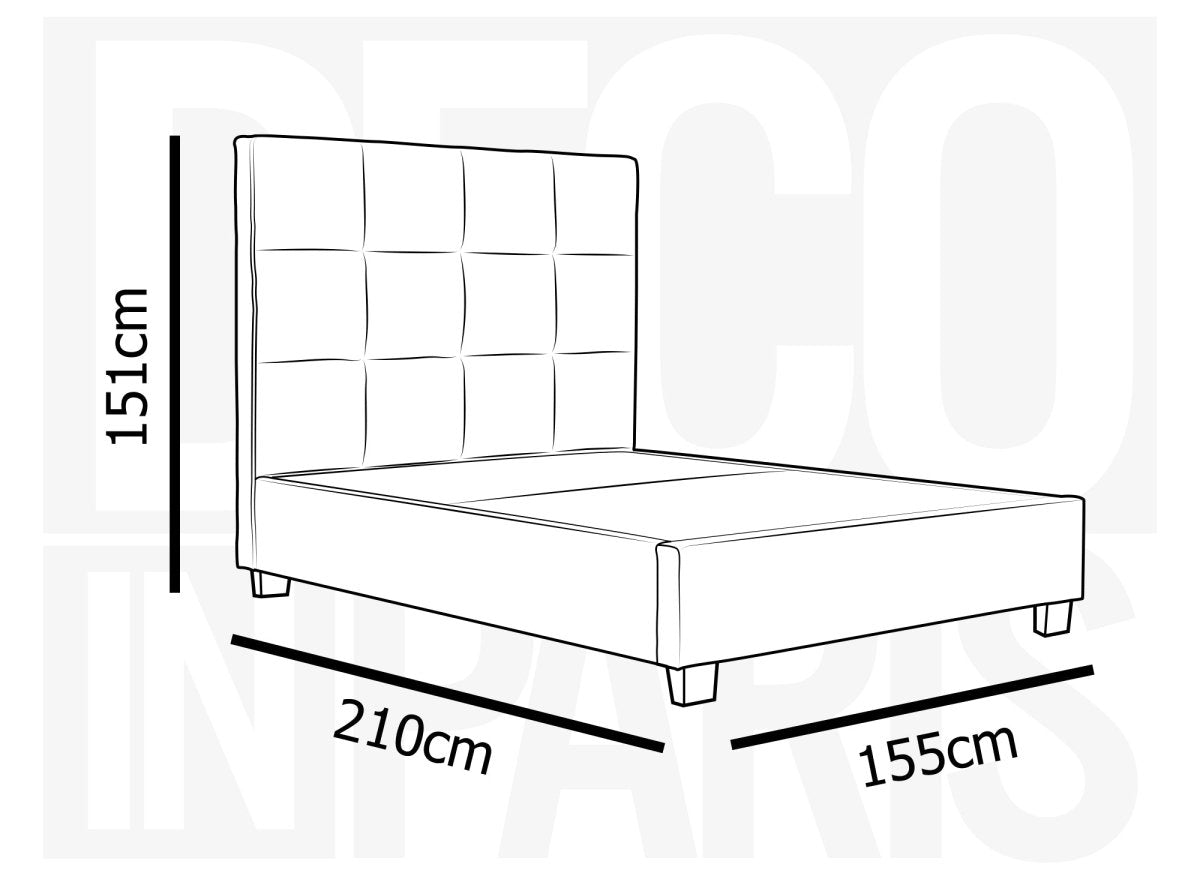 Lit coffre en velours gris design CAROLINE 140 x 190 cm - DécoInParis