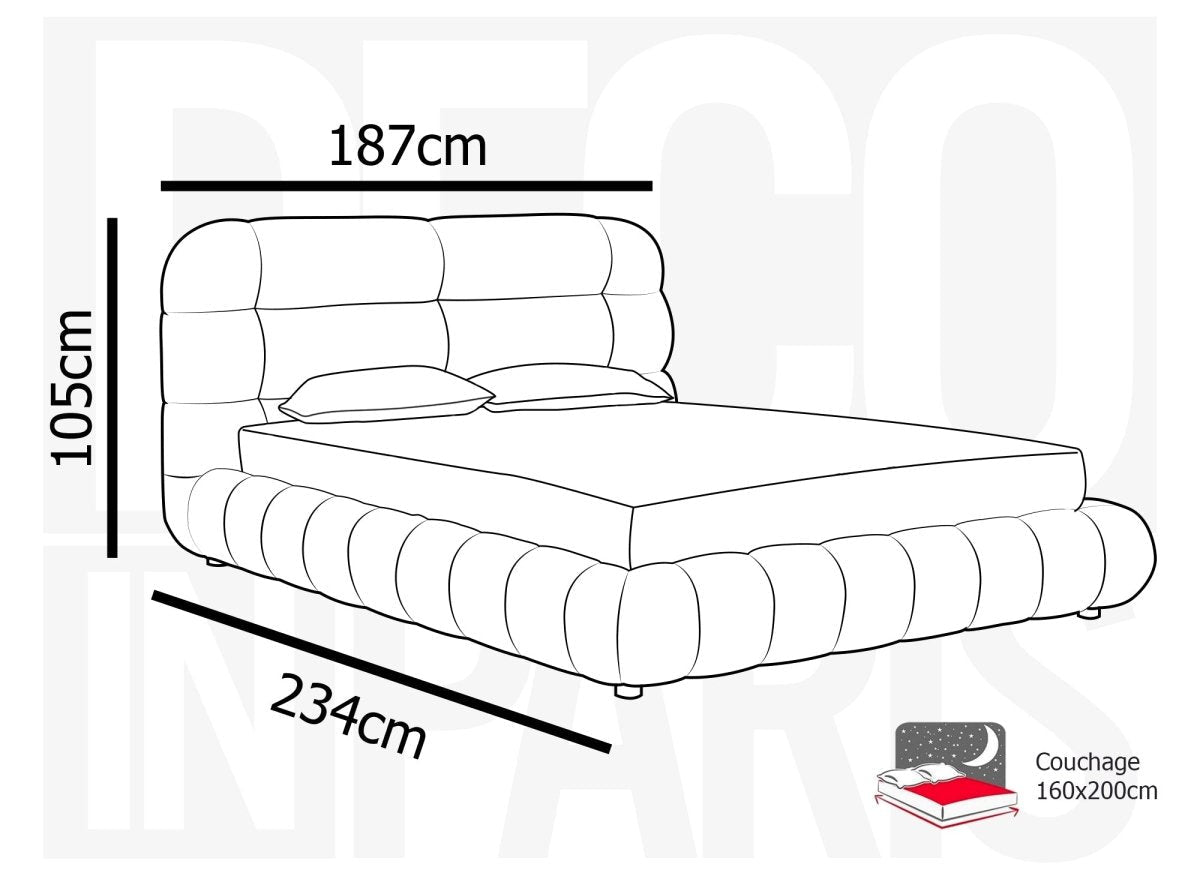 Lit coffre YOURI 160x200 cm + Matelas SERENA 160x200 cm - DécoInParis