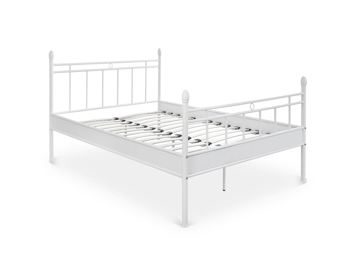 Lit double en métal blanc KADY 160 x 200 cm - DécoInParis