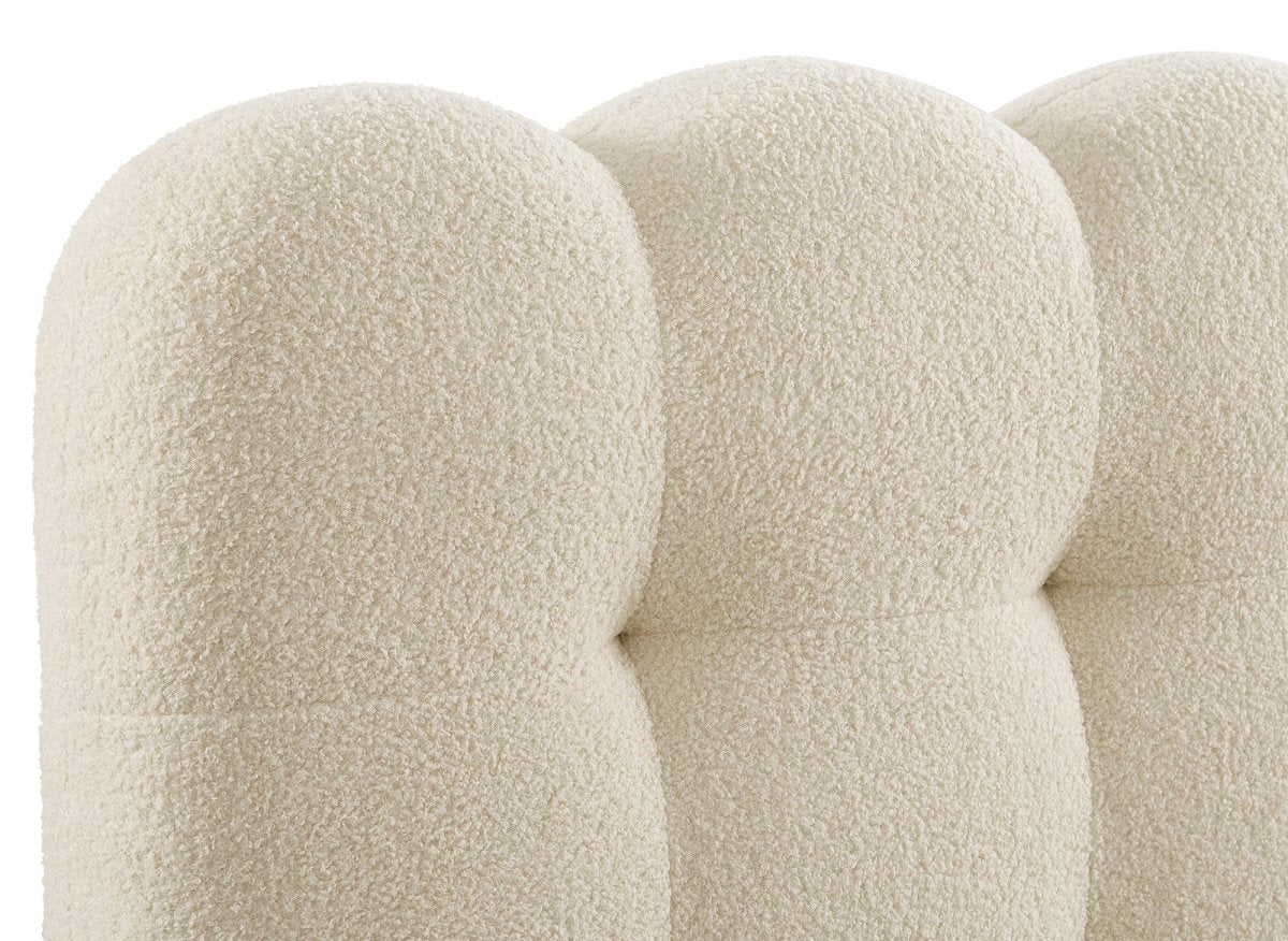 Lit double en tissu bouclette beige 160x200cm BISCUIT - DécoInParis