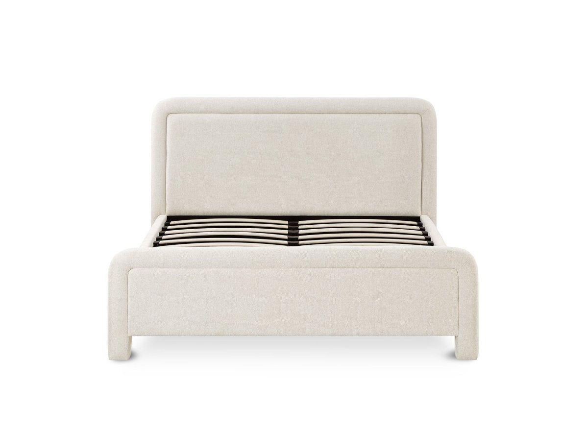 Lit double en tissu doux beige 160 x200 cm ANELA - DécoInParis