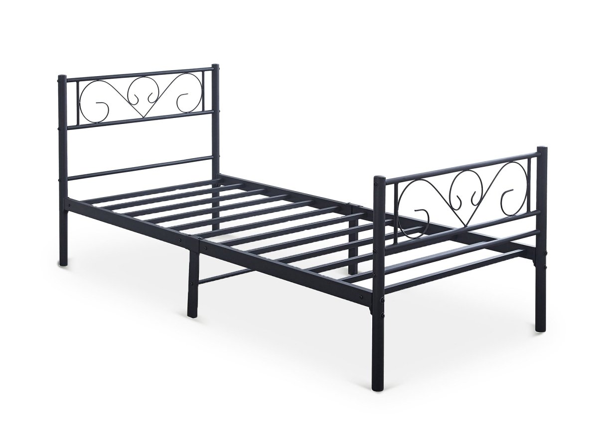 Lit simple en métal noir LUCINA 90 x 190 cm - DécoInParis