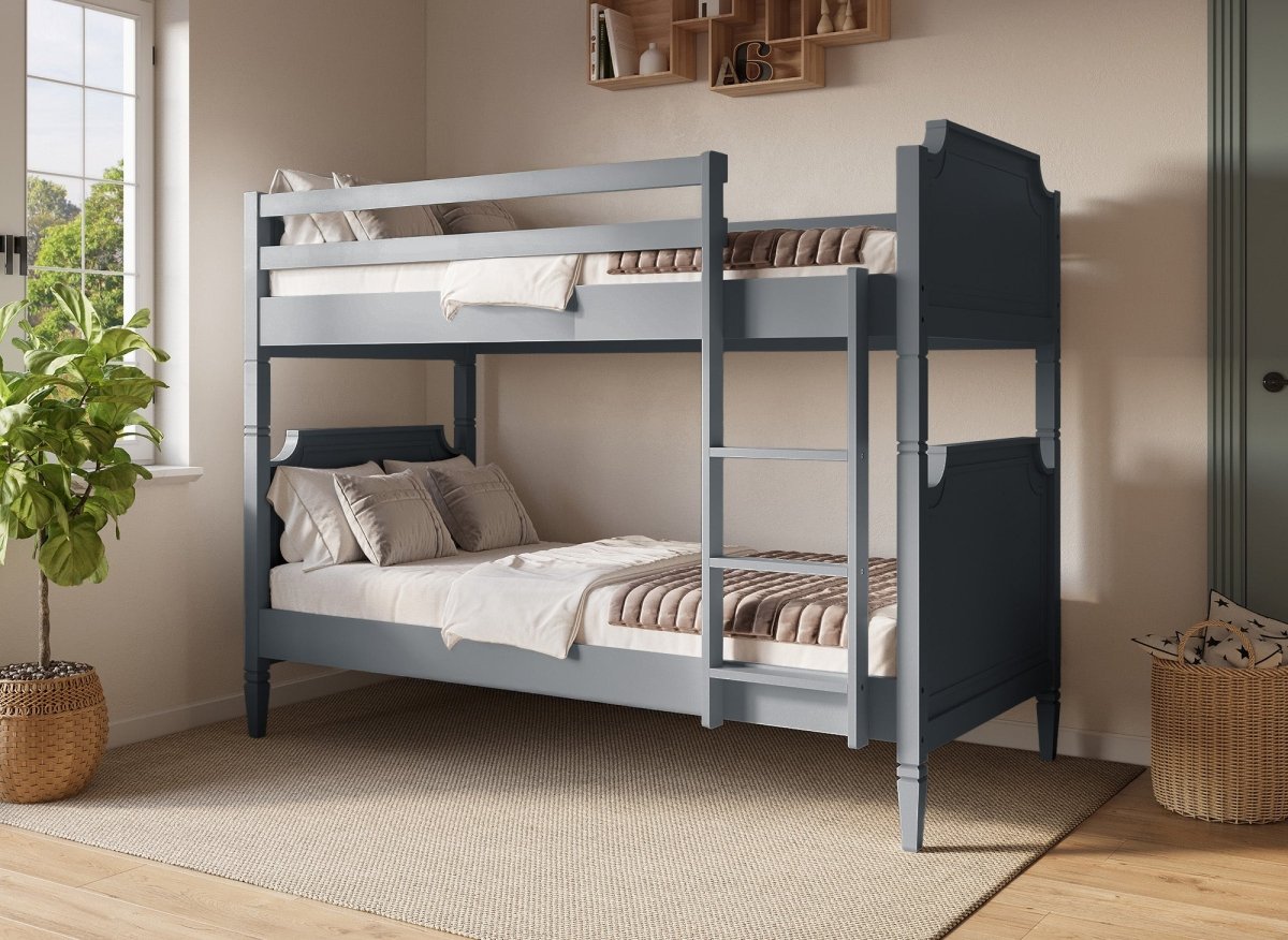 Lit superposé séparable en bois gris PAULINE 90 x 190 cm - DécoInParis
