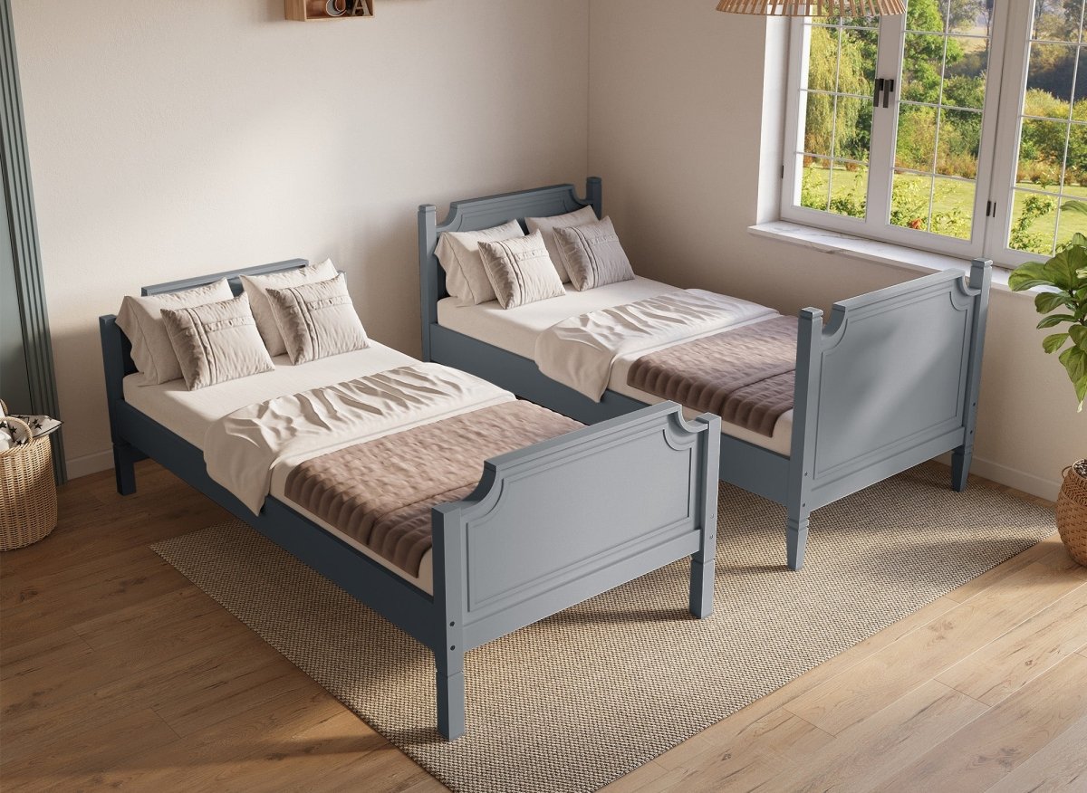 Lit superposé séparable en bois gris PAULINE 90 x 190 cm - DécoInParis