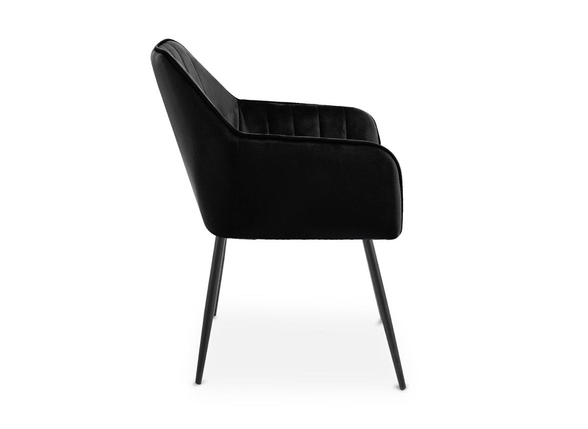 Lot de 2 chaises avec accoudoirs en velours noir pieds noirs EDWIGE - DécoInParis