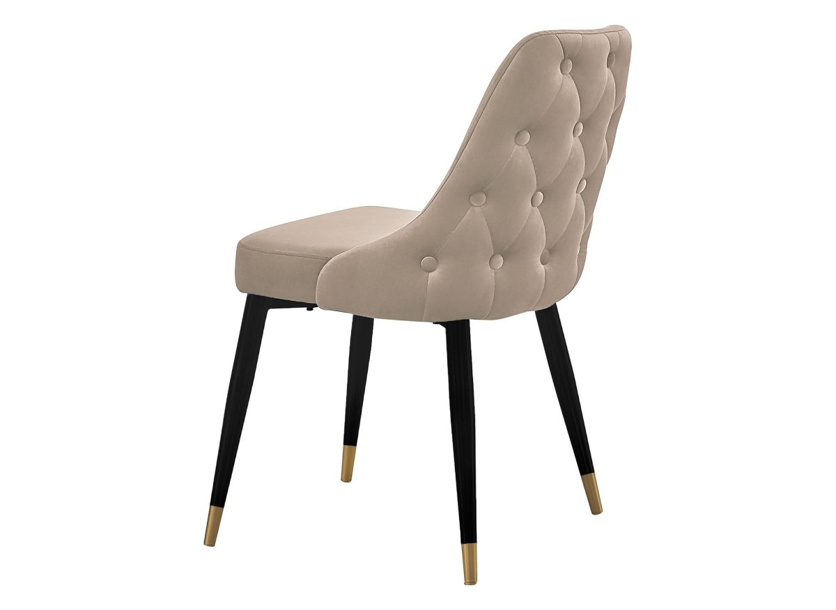 Lot de 2 chaises capitonnées en velours beige DORINA - DécoInParis