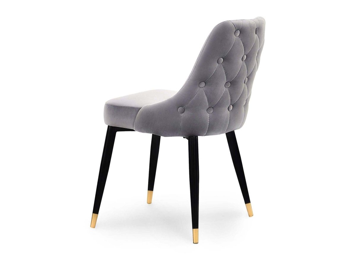 Lot de 2 chaises capitonnées en velours gris DORINA - DécoInParis