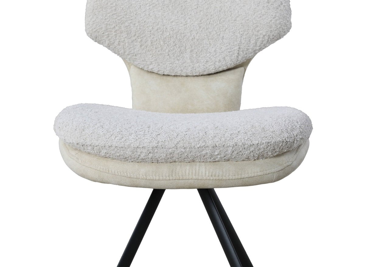 Lot de 2 chaises design en tissu bouclette beige MILIA - DécoInParis