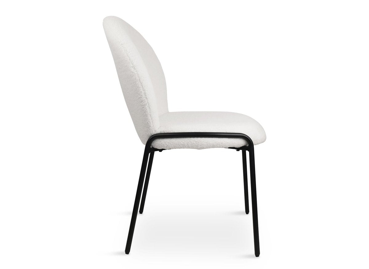 Lot de 2 chaises design en tissu bouclette blanc BENTA - DécoInParis