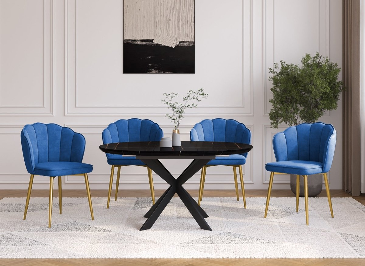 Lot de 2 chaises design en velours bleu GARANCE - DécoInParis