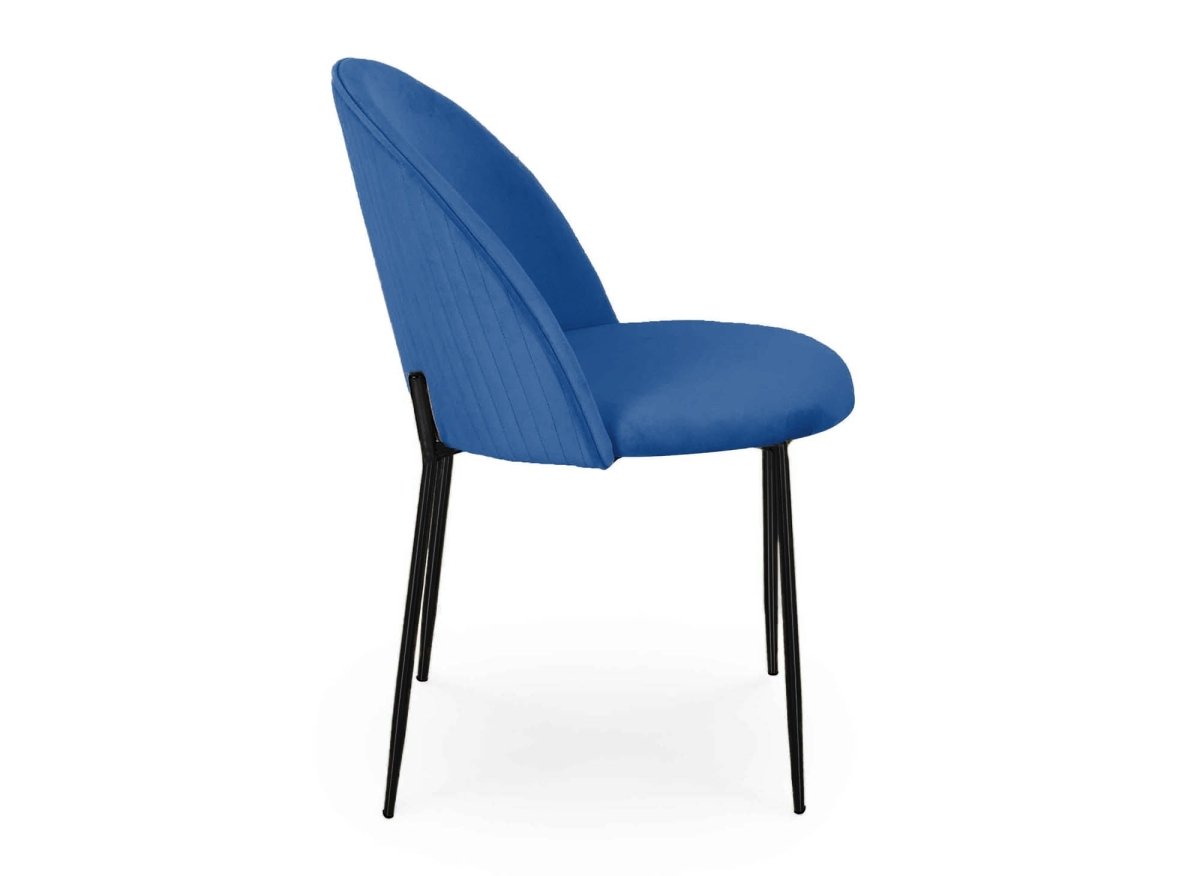 Lot de 2 chaises design en velours bleu pieds noirs ARABEL - DécoInParis