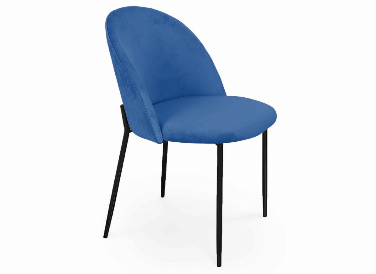 Lot de 2 chaises design en velours bleu pieds noirs ARABEL - DécoInParis