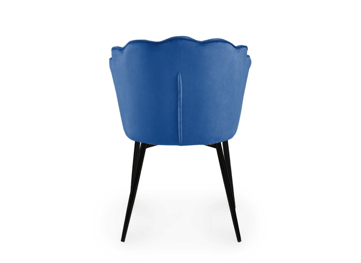 Lot de 2 chaises design en velours bleu pieds noirs GARANCE - DécoInParis