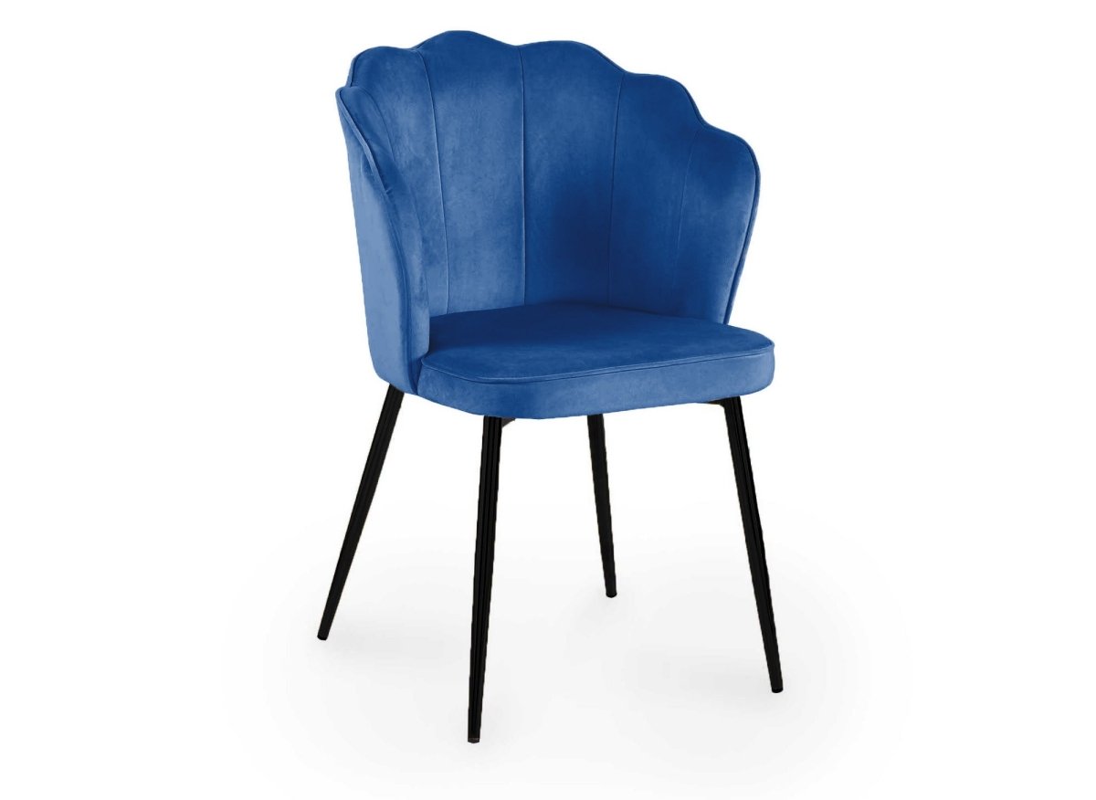 Lot de 2 chaises design en velours bleu pieds noirs GARANCE - DécoInParis