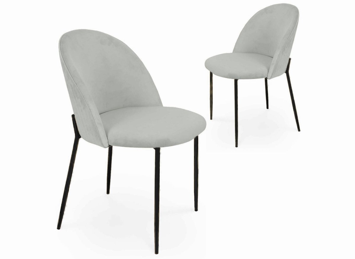 Lot de 2 chaises design en velours gris pieds noirs ARABEL - DécoInParis