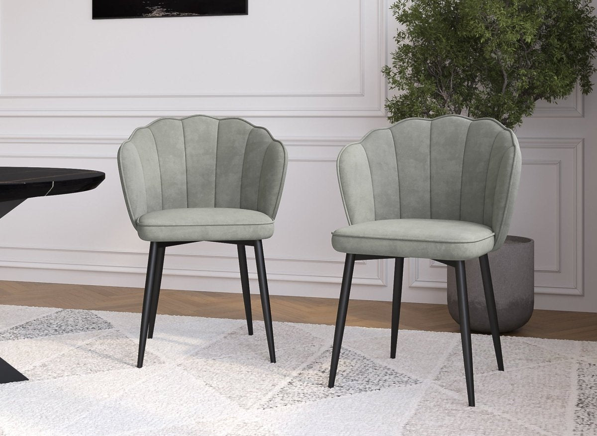 Lot de 2 chaises design en velours gris pieds noirs GARANCE - DécoInParis