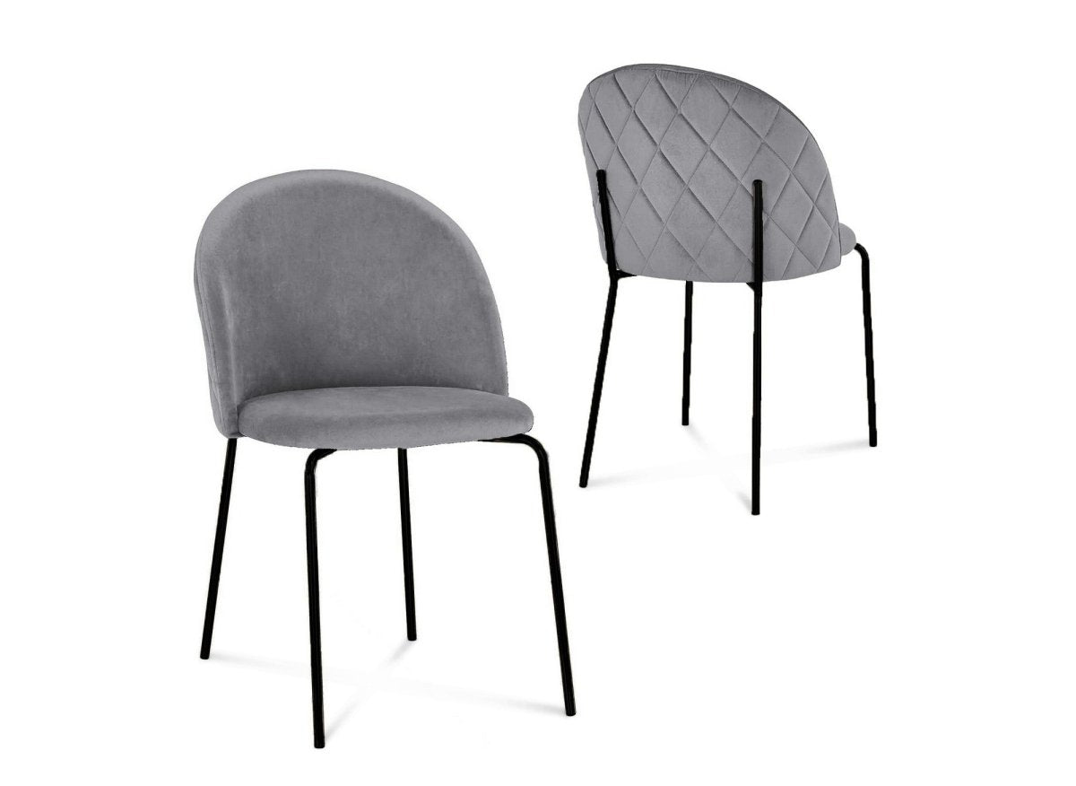 Lot de 2 chaises design en velours gris pieds noirs KENNETH - DécoInParis