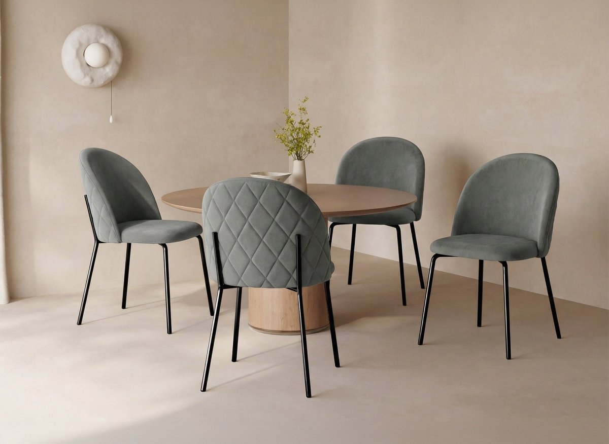 Lot de 2 chaises design en velours gris pieds noirs KENNETH - DécoInParis