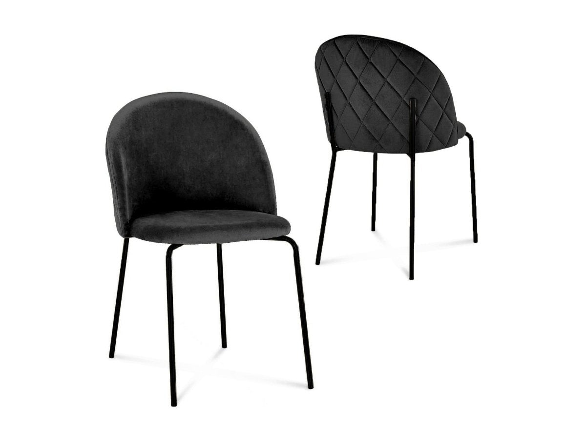 Lot de 2 chaises design en velours noir pieds noirs KENNETH - DécoInParis