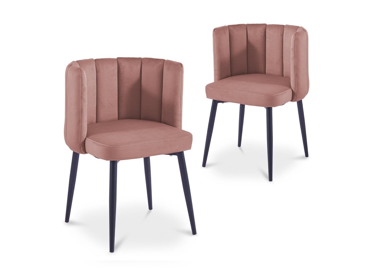 Lot de 2 chaises design en velours rose DEBBY - DécoInParis
