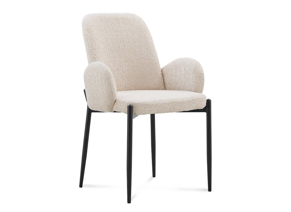 Lot de 2 chaises effet peau de mouton beige KAMILIA - DécoInParis
