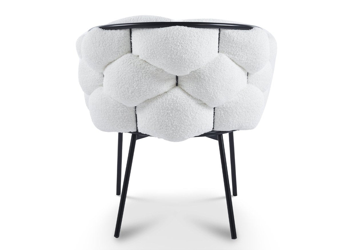 Lot de 2 chaises effet peau de mouton blanc pieds en métal noir CHARLOTTE - DécoInParis