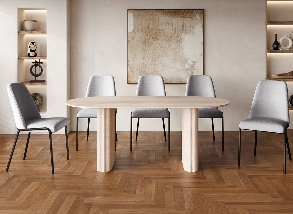 Lot de 2 chaises effet peau de mouton gris APRIL - DécoInParis