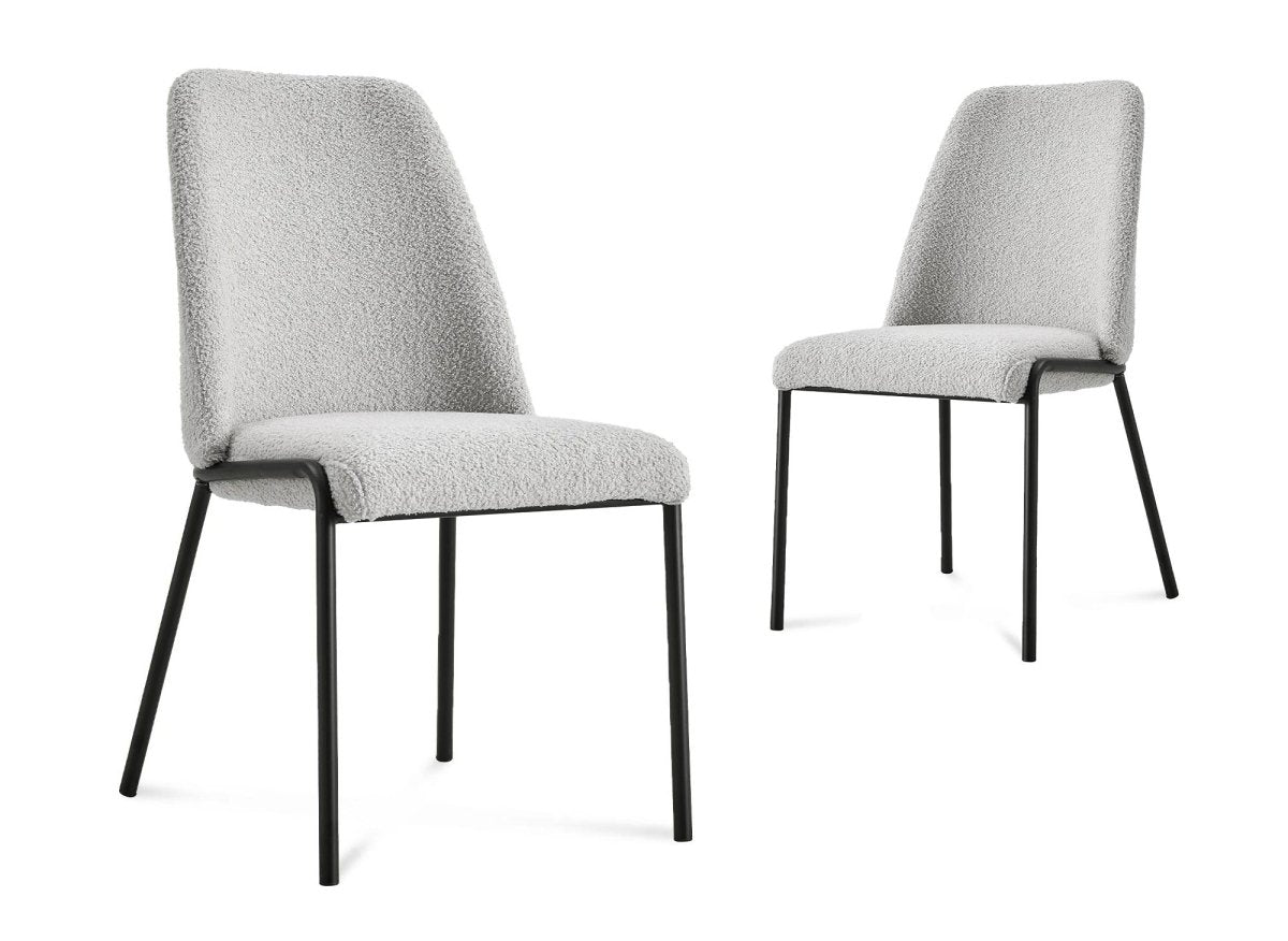 Lot de 2 chaises effet peau de mouton gris APRIL - DécoInParis