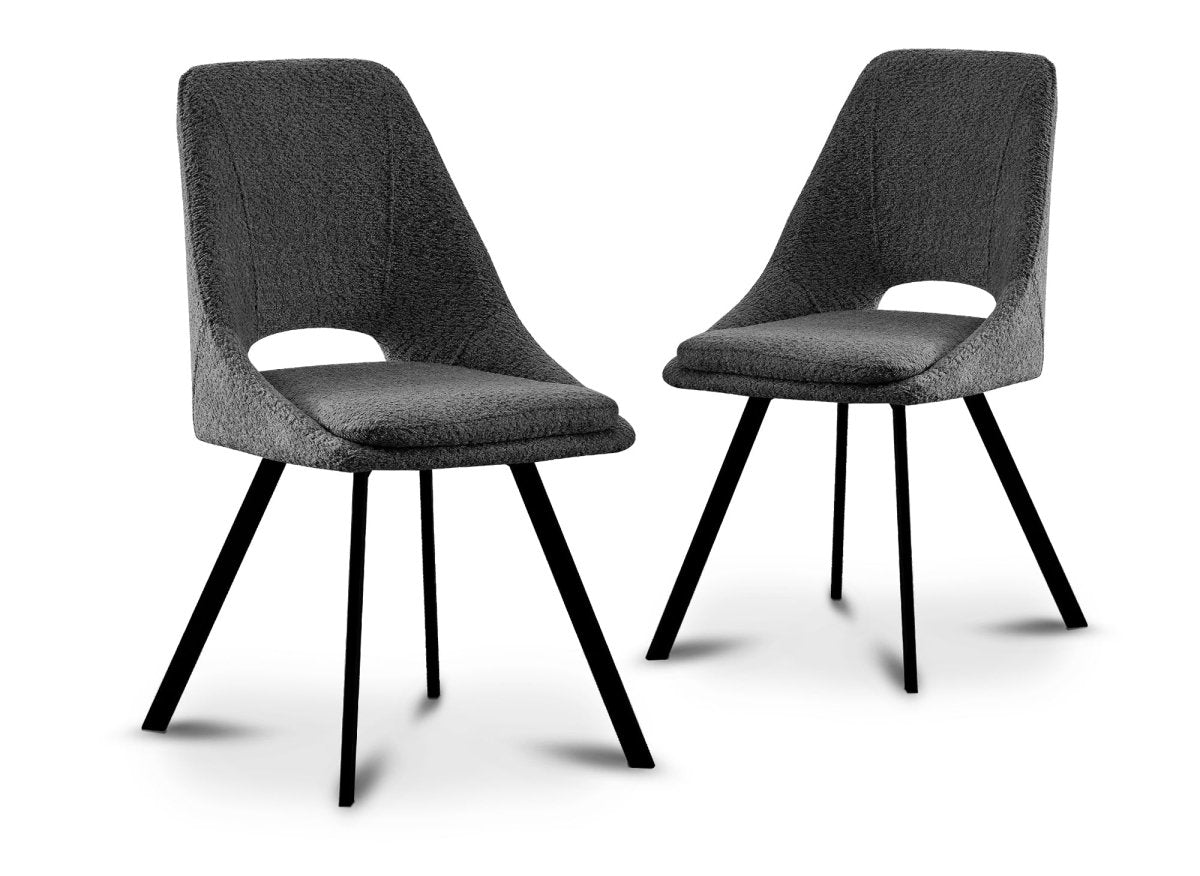 Lot de 2 chaises effet peau de mouton gris foncé NARCISSE - DécoInParis