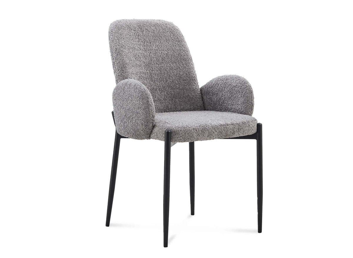 Lot de 2 chaises effet peau de mouton gris KAMILIA - DécoInParis