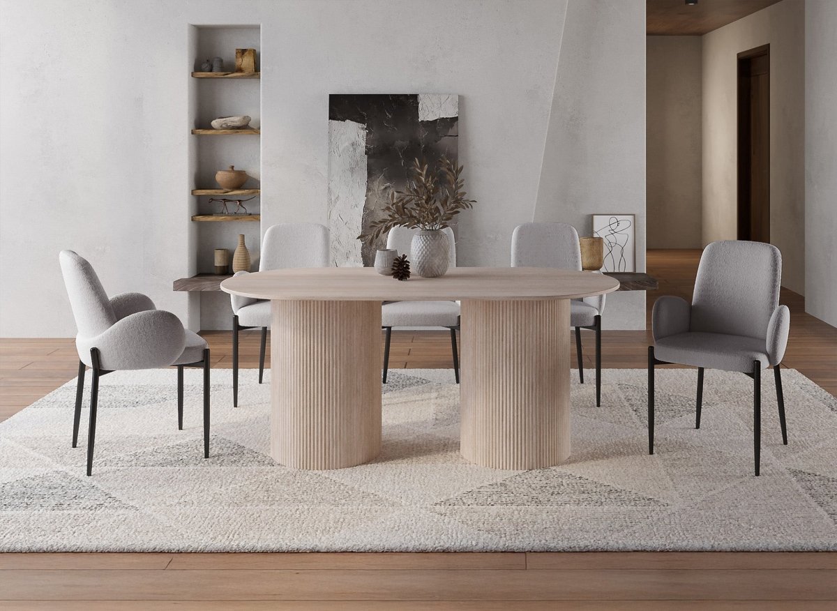 Lot de 2 chaises effet peau de mouton gris KAMILIA - DécoInParis