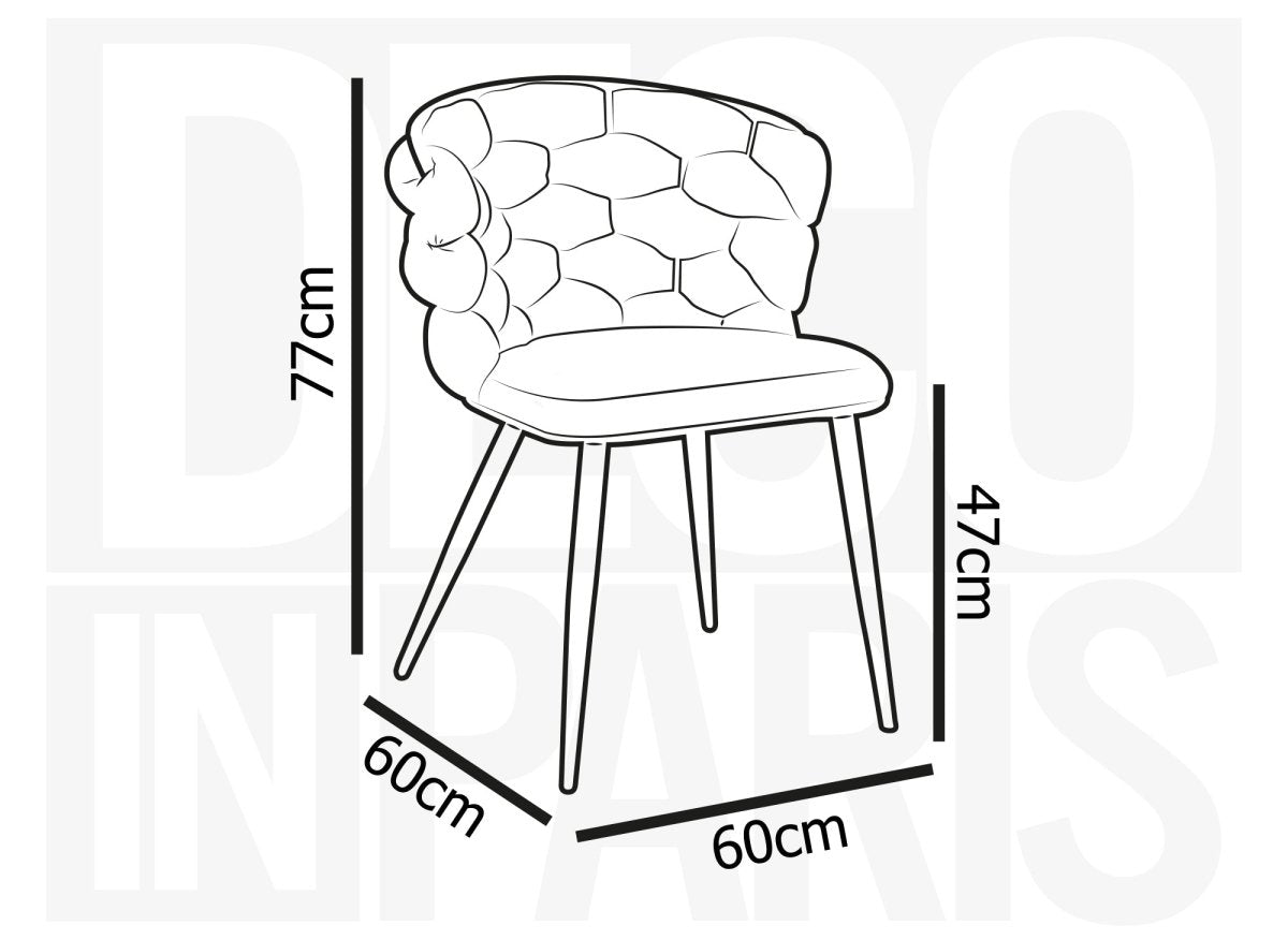 Lot de 2 chaises en tissu beige pieds en métal noir CECILE - DécoInParis