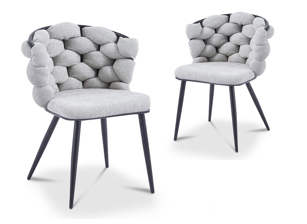 Lot de 2 chaises en tissu gris pieds en métal noir CECILE - DécoInParis