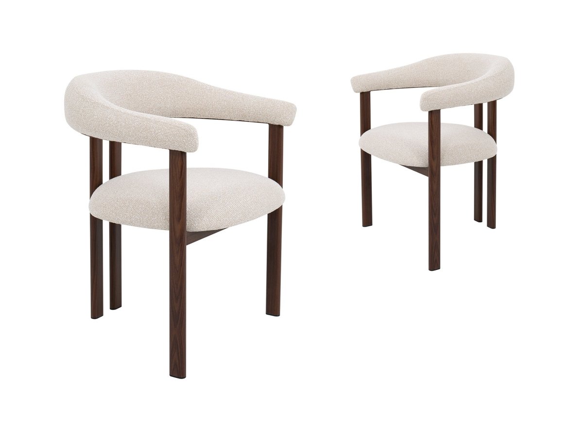 Lot de 2 chaises en tissu texturé écru pieds en métal marron ADRIANA - DécoInParis