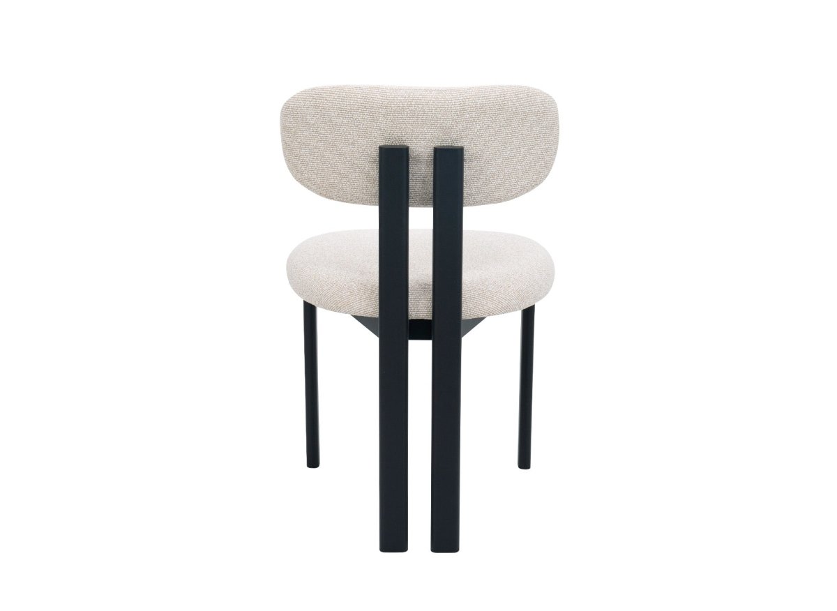 Lot de 2 chaises en tissu texturé écru pieds en métal noir LEONA - DécoInParis