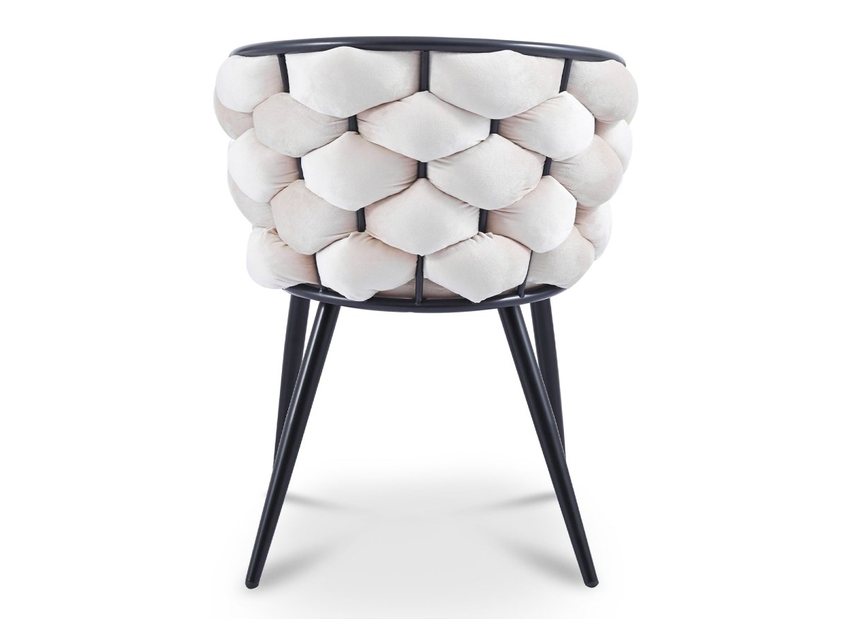 Lot de 2 chaises en velours beige pieds en métal noir CECILE - DécoInParis