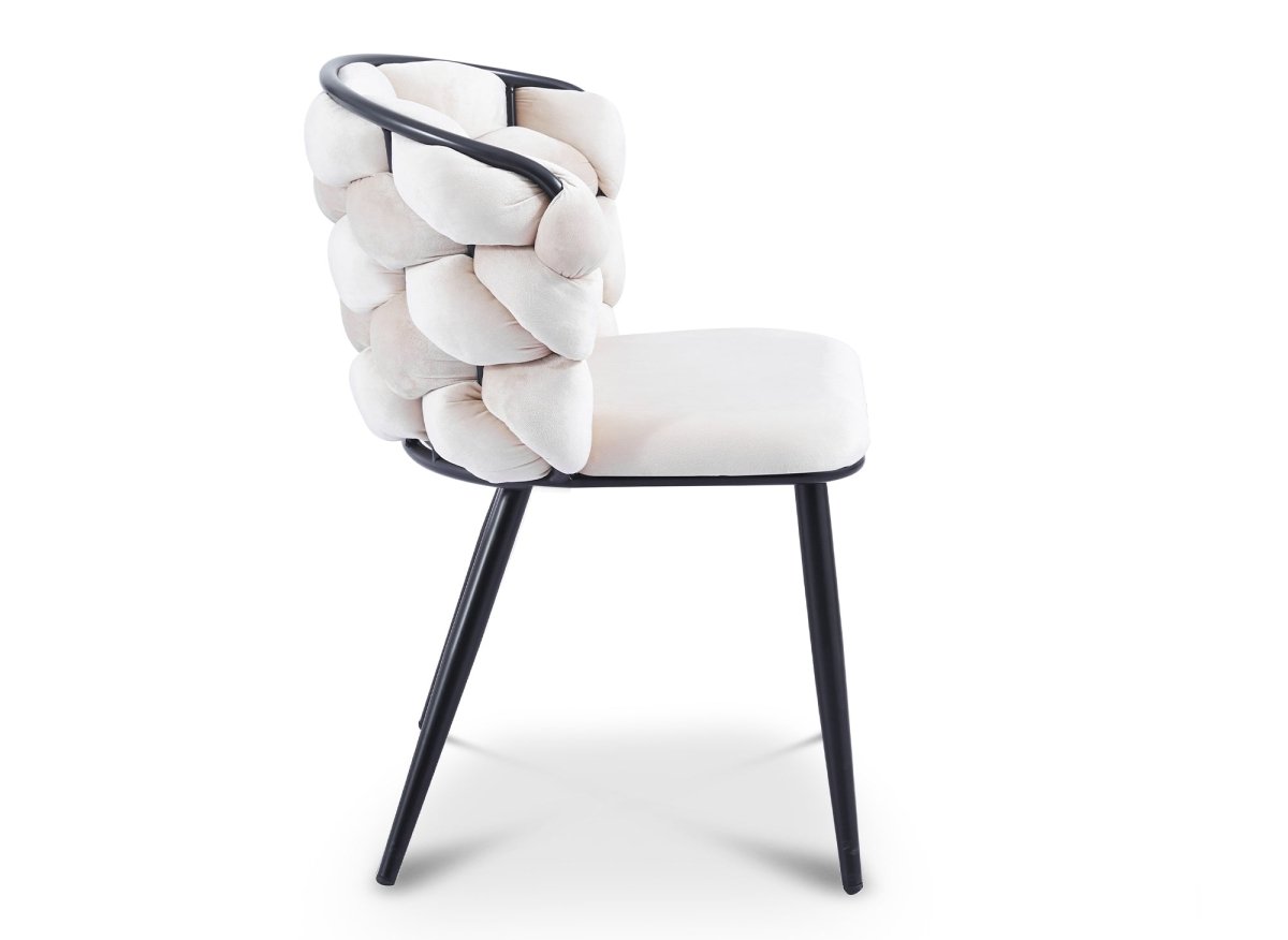 Lot de 2 chaises en velours beige pieds en métal noir CECILE - DécoInParis