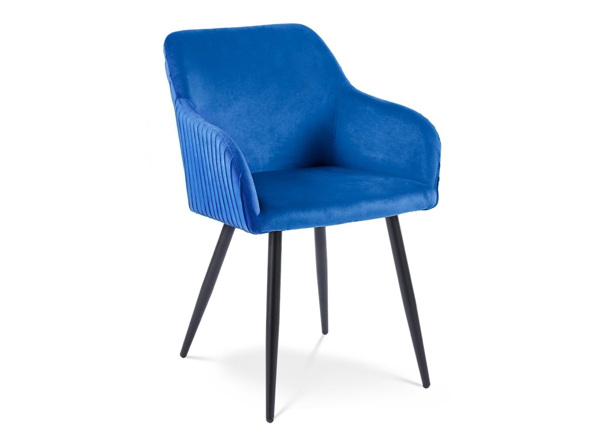 Lot de 2 chaises en velours bleu pieds en métal noir DEVOR - DécoInParis