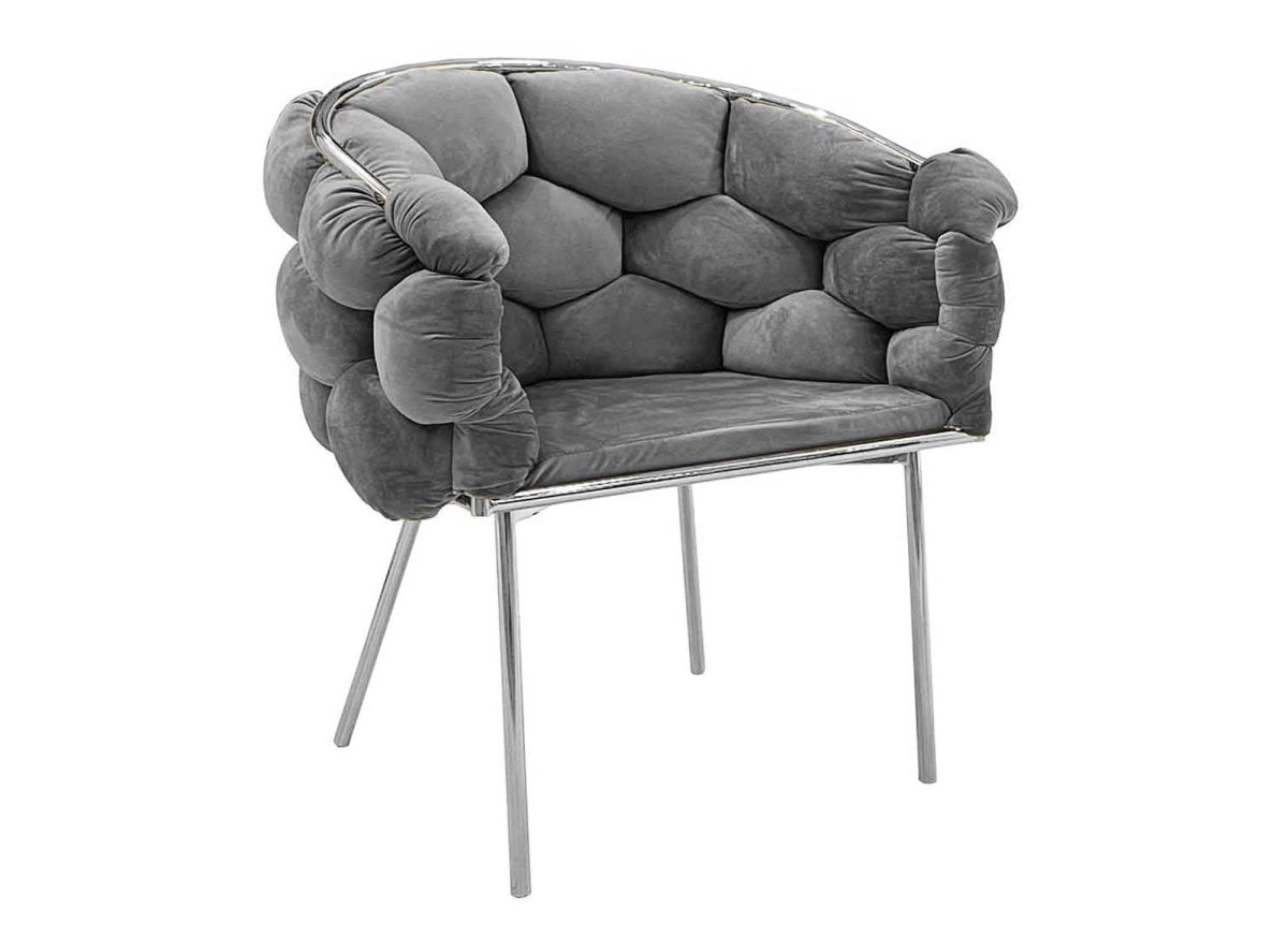 Lot de 2 chaises en velours gris pieds en métal argenté CHARLOTTE - DécoInParis