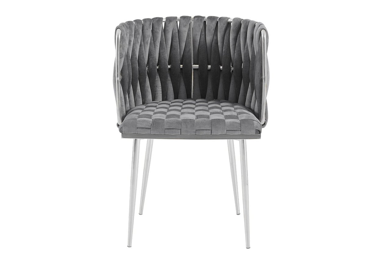 Lot de 2 chaises en velours gris pieds en métal argenté POLO - DécoInParis