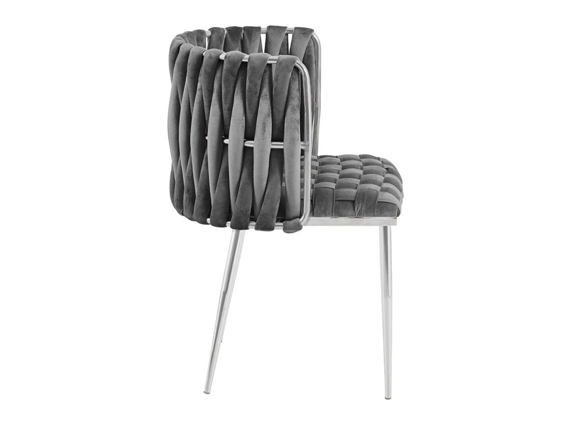 Lot de 2 chaises en velours gris pieds en métal argenté POLO - DécoInParis