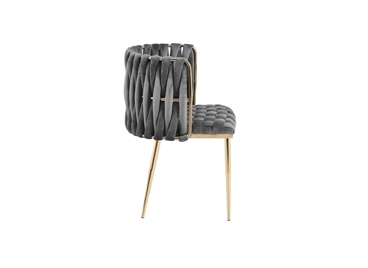 Lot de 2 chaises en velours gris pieds en métal doré POLO - DécoInParis