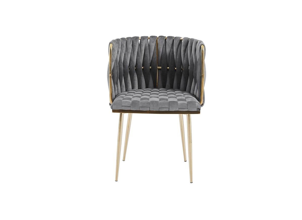 Lot de 2 chaises en velours gris pieds en métal doré POLO - DécoInParis