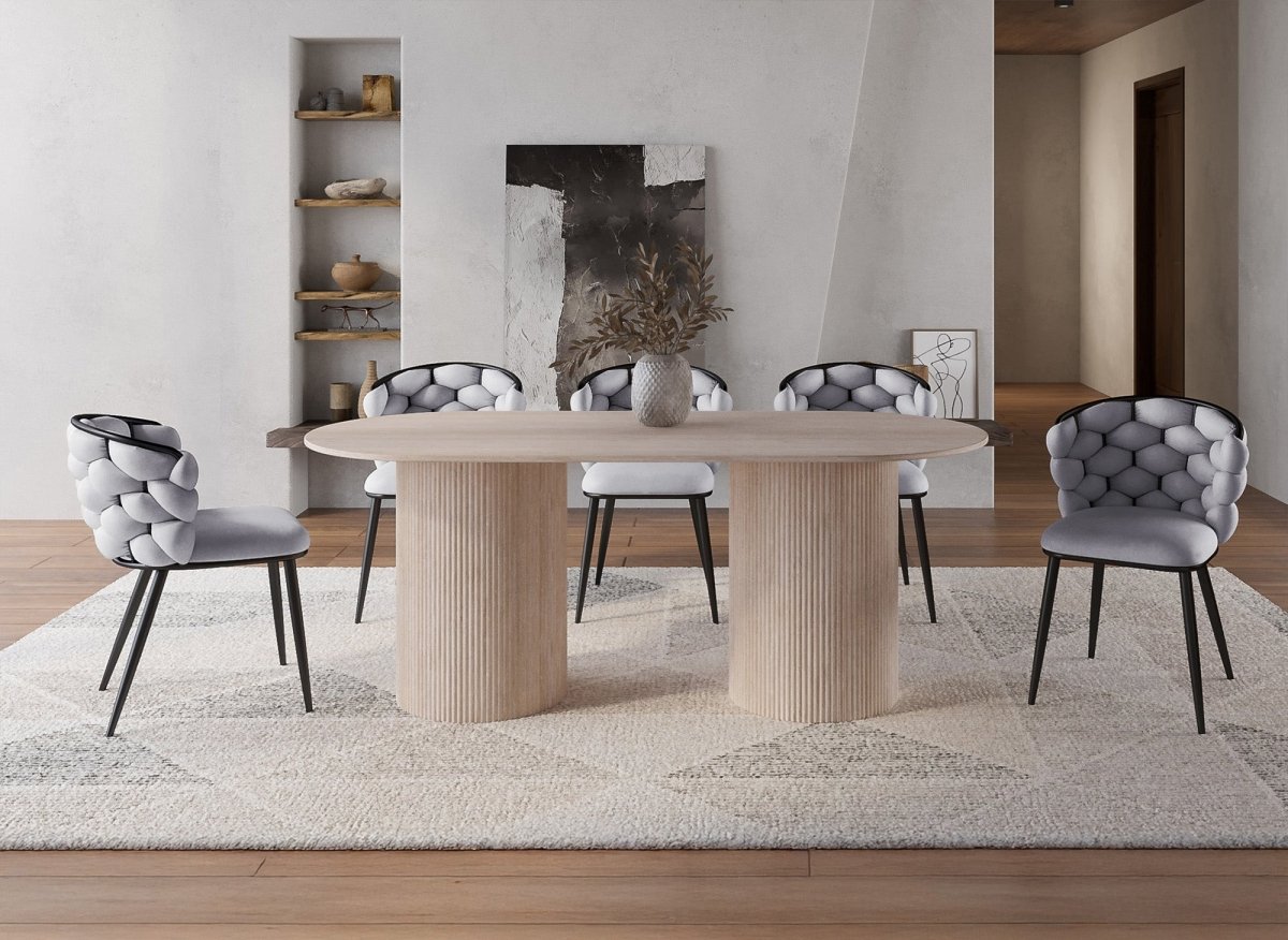 Lot de 2 chaises en velours gris pieds en métal noir CECILE - DécoInParis