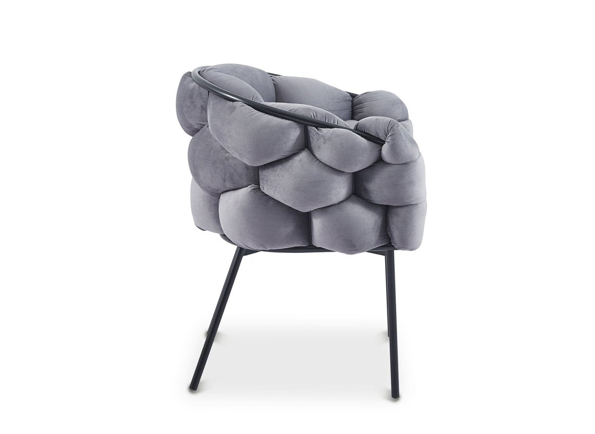 Lot de 2 chaises en velours gris pieds en métal noir CHARLOTTE - DécoInParis