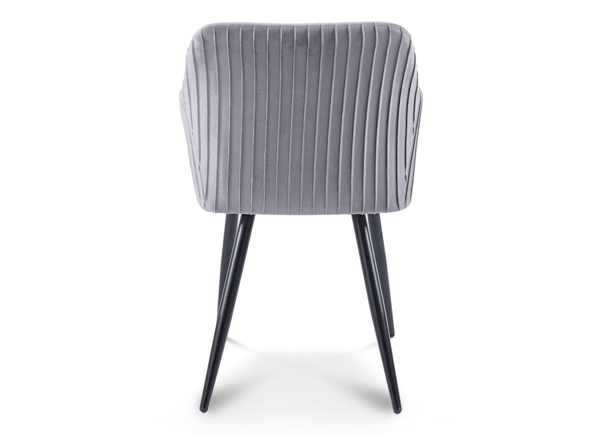 Lot de 2 chaises en velours gris pieds en métal noir DEVOR - DécoInParis